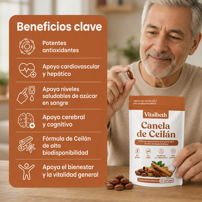 CanelaPura Vitalbeth™ Canela de Ceilán — Equilibrio Glucémico Avanzado 7200mg